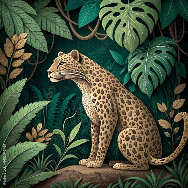 Fototapeta leopard in the jungle