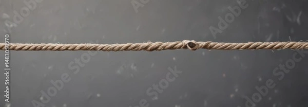 Fototapeta Thin rope stretched taut, showing delicate wear ,  isolated,  thread