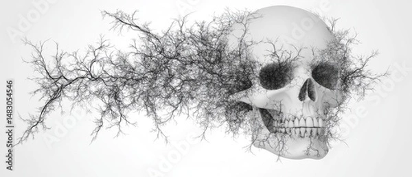 Fototapeta Skull with intricate roots