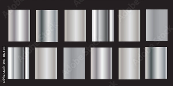 Fototapeta A set of colored metal gradients. A collection of vector shiny holograms and metallic gradients for decoration. Vector.