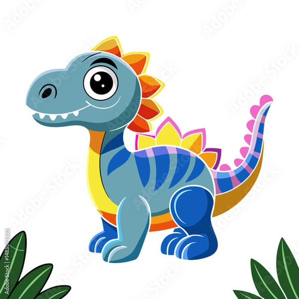 Fototapeta Colorful Cartoon Dinosaur - Fun and Playful Design