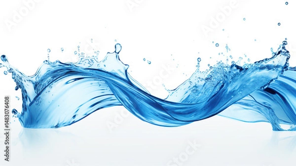 Fototapeta Blue Water Splash in Fluid Motion