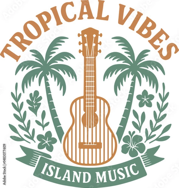 Obraz guitar and palm tree