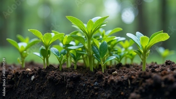 Fototapeta Seedlings in soil