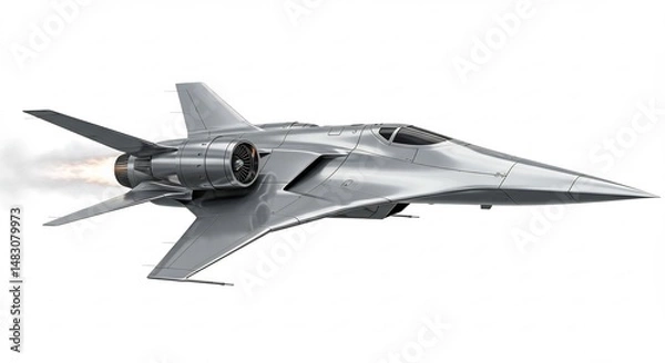 Fototapeta 未来型戦闘機 強力なエンジン 猛スピードで飛行 鮮やかな金属光沢. AI Generated
