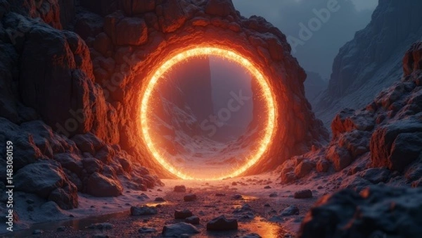 Fototapeta The glowing ring in the mountains