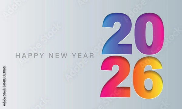 Fototapeta Happy New Year 2026 greeting card design template.