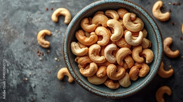 Fototapeta Roasted cashews in a bowl.