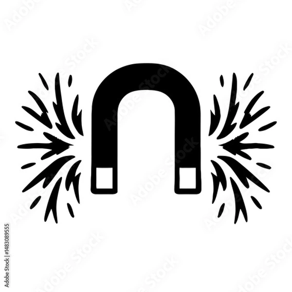 Fototapeta Horseshoe Magnet with Magnetic Field Lines – Representation of Magnetism, Force, and Electromagnetic Principles
