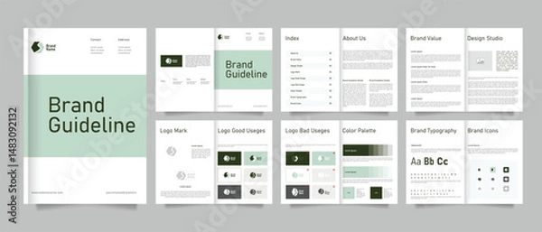 Fototapeta Creative Brand Guidelines template. Brand Strategy Guideline design. Brand Identity presentation design. Logo Guideline template. Logo Guide Book or Brand Manual Layout