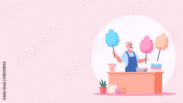 Obraz Cotton Candy Making and Selling
