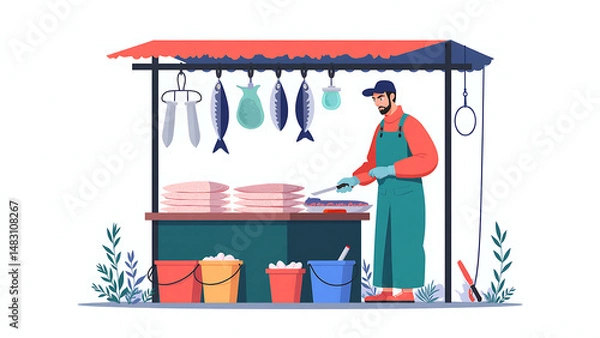 Obraz Seafood Stall Operation