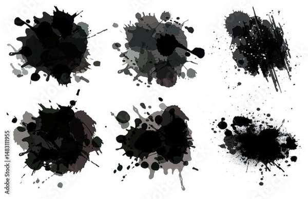 Fototapeta Abstract Ink Splatter Collection in Black