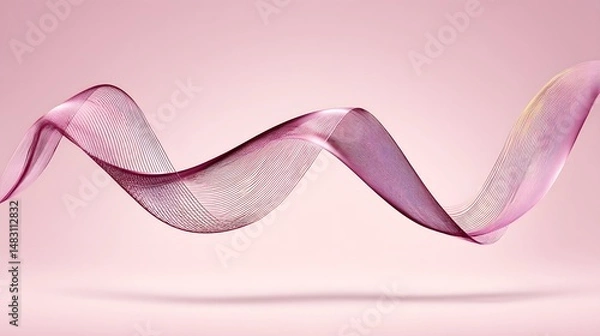 Fototapeta Graceful fluid wave design with soft pink hues and smooth curves, ideal for creative backgrounds