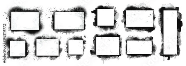 Fototapeta Grunge Ink Frame Collection with Rough Edges. Hand-Drawn Ink Border and Frame Set