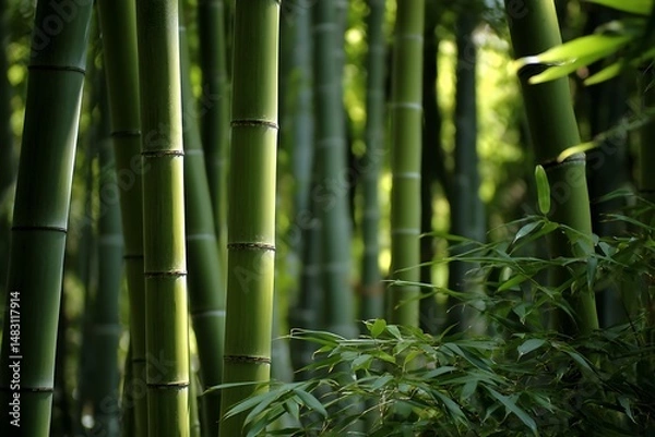 Fototapeta Closeup bamboo forest under gentle sunlight design  
