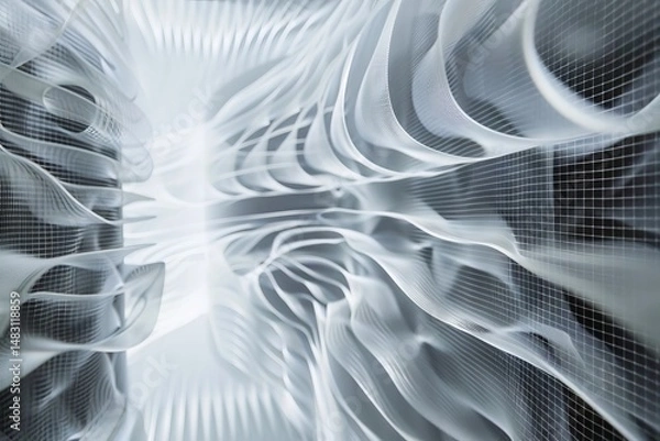 Fototapeta Abstract Light Waves and Patterns in a Futuristic Digital Space