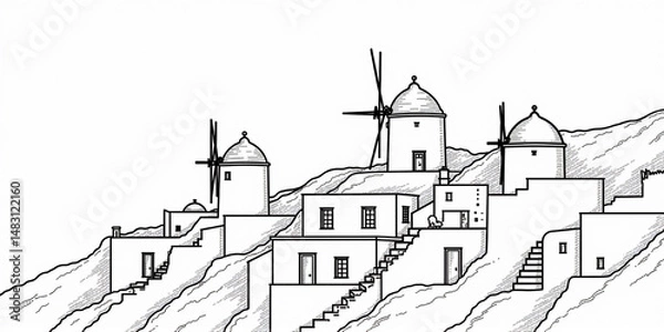 Fototapeta Santorini Architectural Lines