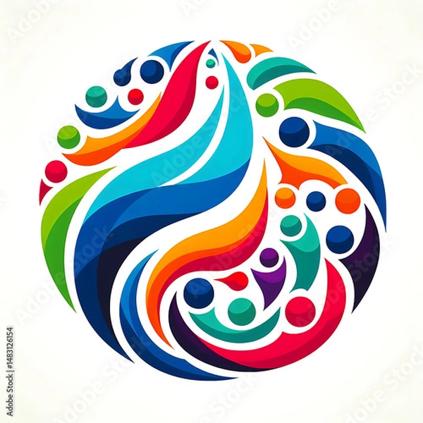 Fototapeta Abstract Diversity Unity. Colorful Teamwork Symbol with Circular Motion