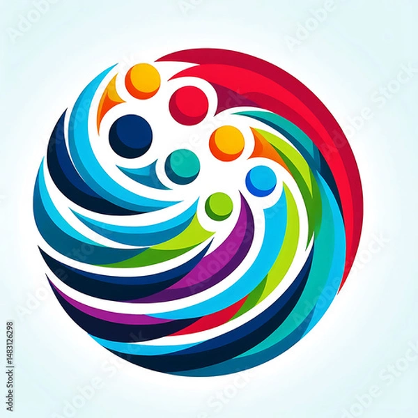 Fototapeta Abstract Diversity Unity. Colorful Teamwork Symbol with Circular Motion