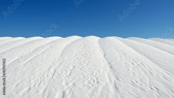 Fototapeta White Snow Covered Surface with Blue Sky Background in a Cold Winter Day