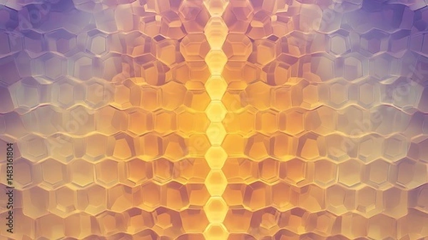 Fototapeta Glowing soft gradient hexagons forming a futuristic pattern 