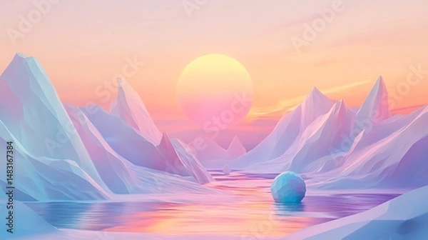 Fototapeta Gradient polygonal shapes creating a relaxing aesthetic 
