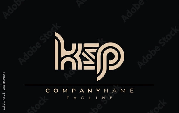Obraz KSP Creative Unique Modern Letter Logo Design. Stylized logo featuring a unique letter design, presenting abstract minimalist aesthetics and modern appeal.