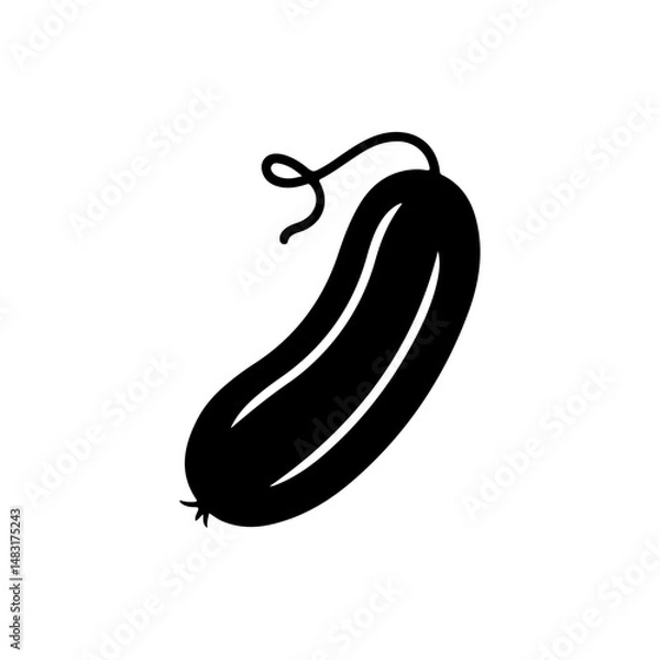 Fototapeta Simple Cucumber Vector Icon Bold Black Silhouette on White.