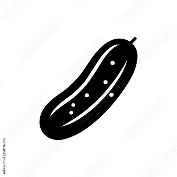Fototapeta Cucumber Silhouette Vector Icon Black Design on White Background.
