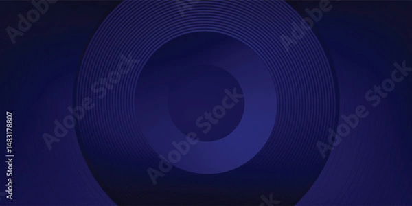 Obraz Abstract glowing circle lines on dark blue background. Geometric stripe line art design. Modern shiny blue lines. Futuristic technology concept. Suit for poster, cover, banner, brochure modern arts