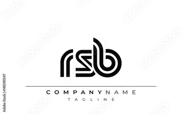 Fototapeta RSB Creative Unique Modern Letter Logo Design. Stylized logo featuring a unique letter design, presenting abstract minimalist aesthetics and modern appeal.