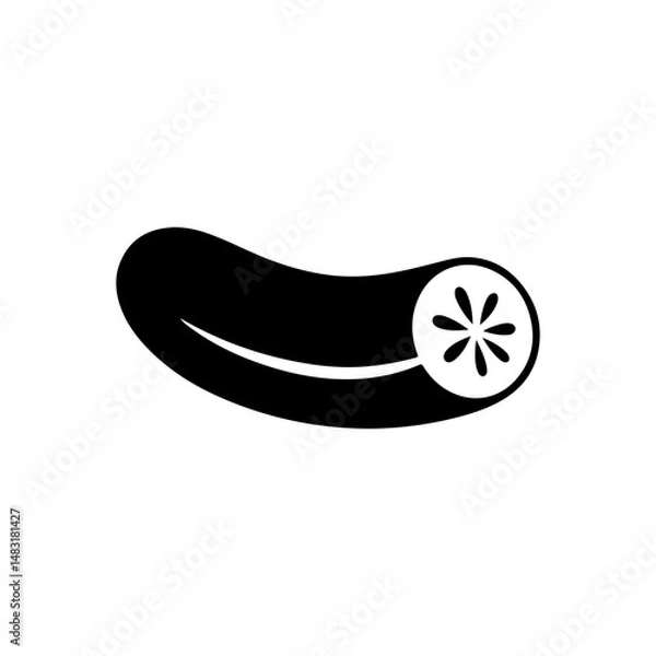 Fototapeta Cucumber Silhouette Vector Icon Black Design on White Background.