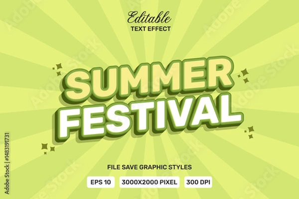 Obraz Vector Text Effect editable summer festival  premium Template.