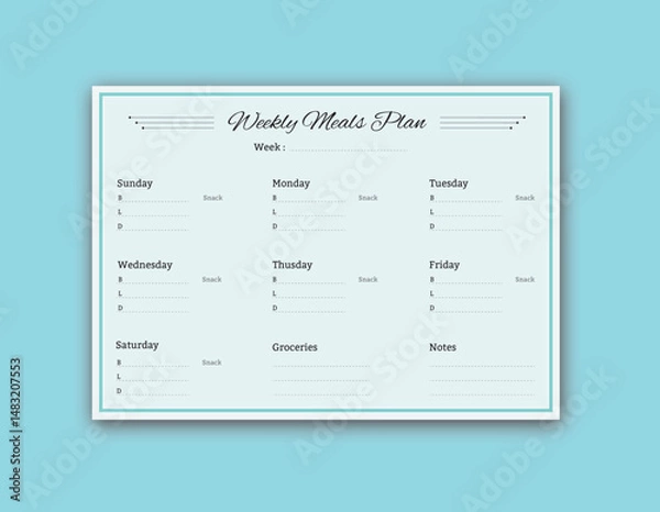 Fototapeta Weekly Meals Planner