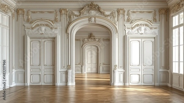 Obraz Luxurious antique room with ornate details