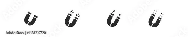 Fototapeta Icon set magnet. Graphic symbol magnets in vector design style. Magnetic power symbol. Magnet icons
