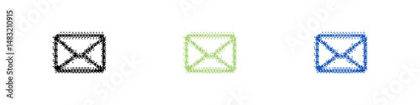Fototapeta Pixel art envelope icons set. Mail icon in vector design style. Graphic sign email. Simple message and chat in pixel style