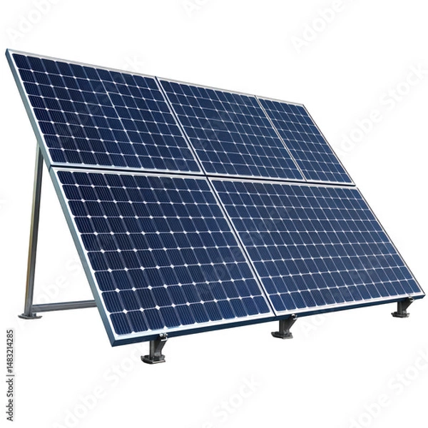 Fototapeta Six solar panels arranged in a rectangular formation on isolate background