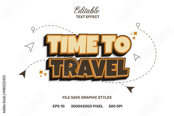 Fototapeta Editable text effect time to travel 3d  template style premium vector