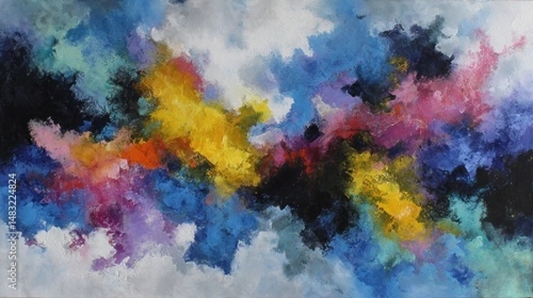 Fototapeta Abstract painting of vibrant cloudscapes
