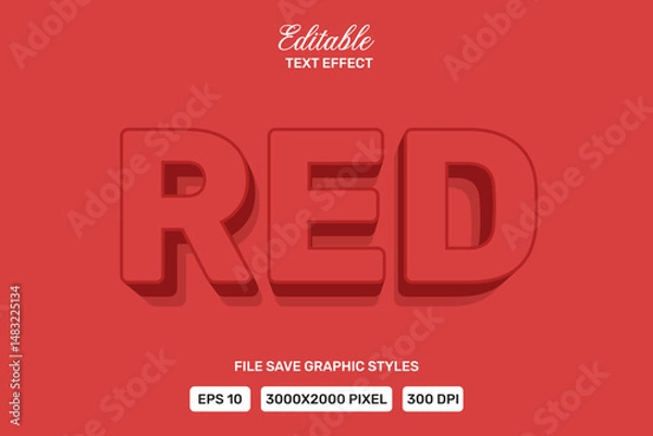Fototapeta Editable text effect red 3d Cartoon template style premium vector