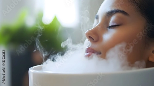 Obraz Luxurious face steaming with essential oils