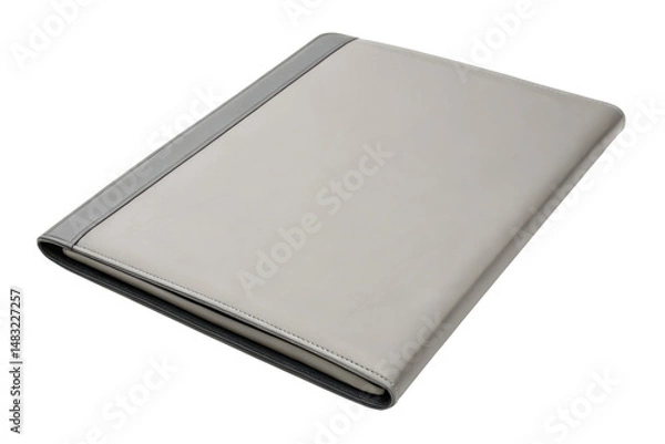 Fototapeta Sleek leather folder with a modern design, featuring a stitched edge and a slim, professional appearance.