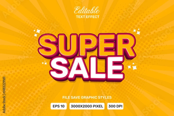 Obraz Editable text effect super sale template style premium vector