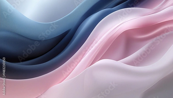 Fototapeta Abstract Gradient Digital Art – Dark Blue to Pink Flowing Wave with Silky Texture and Light Depth