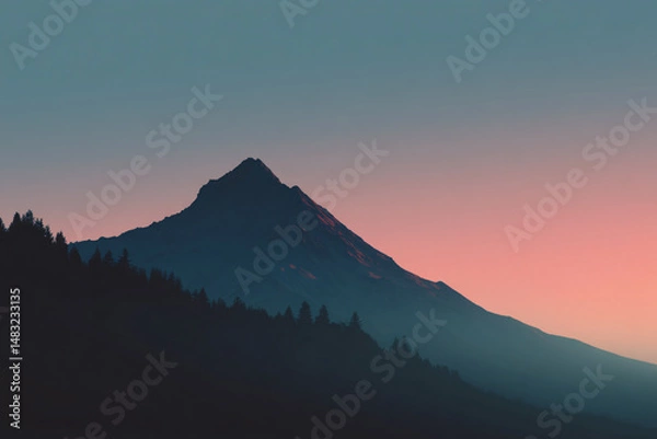 Fototapeta 015-049-Clouds-351-A_tranquil_mountain_silhouetted_at_tw