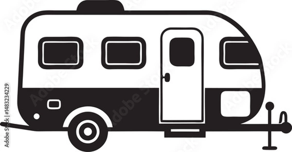 Obraz Set of Camping trailers silhouette on a white background