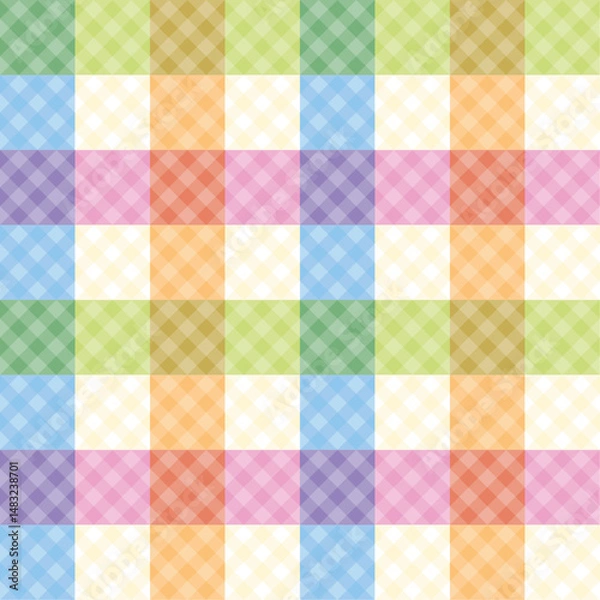 Obraz colorful Gingham seamless pattern. cross check stripes, tartan texture for spring picnic table cloth, shirts, plaid, clothes, dresses, blankets, paper. vector checkered summer