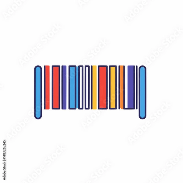 Fototapeta Colorful barcode pattern icon showing on the white background. This barcode represents a unique identifier